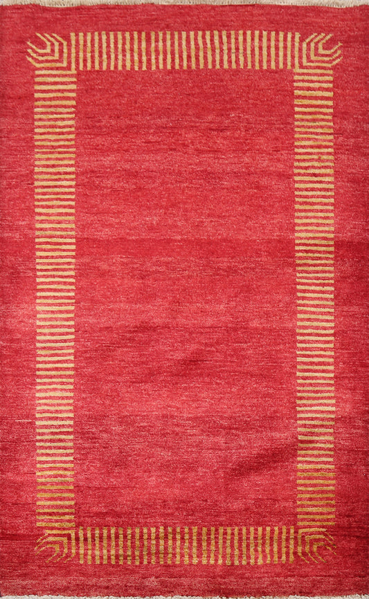 Red Gabbeh Kashkoli Oriental Wool Rug 3x5
