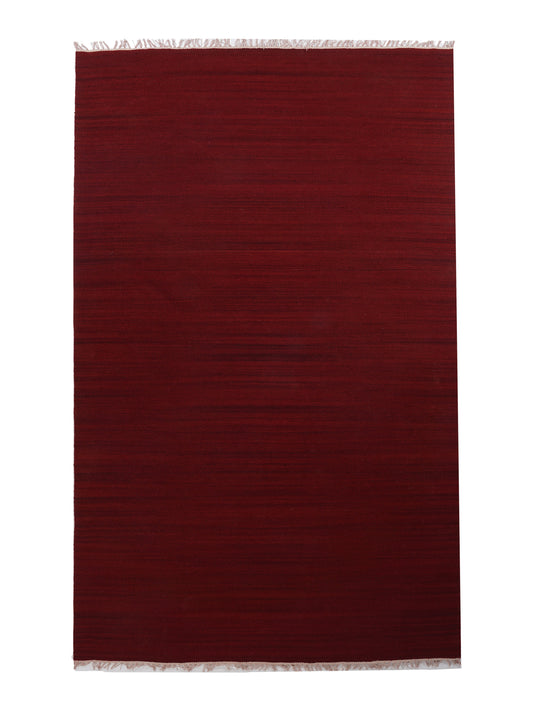 hand-woven-flat-weave-kilim-wool-solid-burgundy-rug-side-2