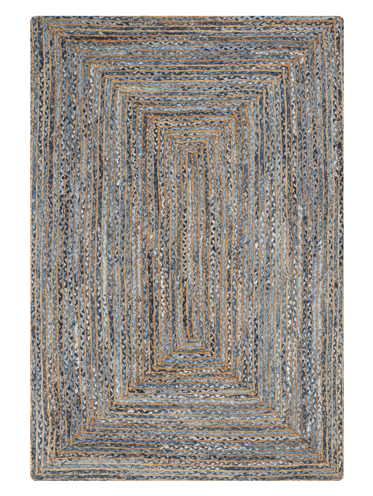 Hand Braided Cotton & Jute Contemporary Blue Area Rug