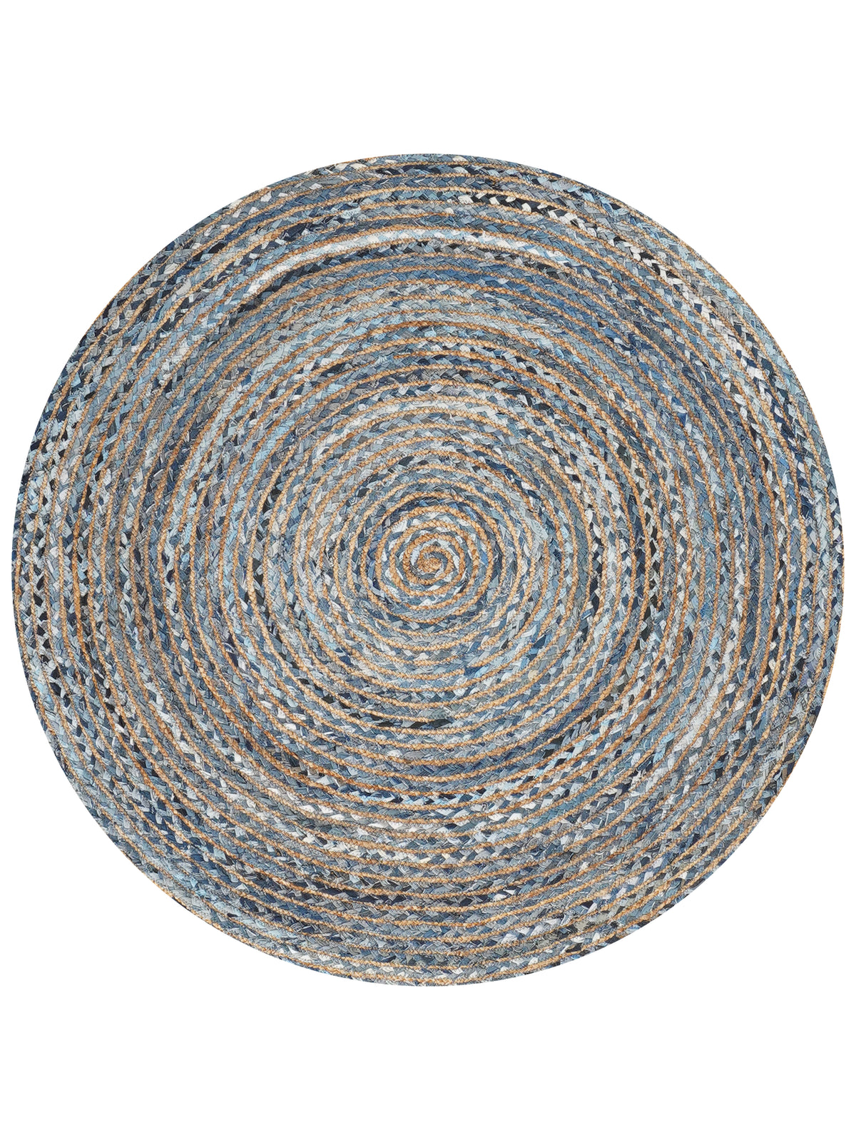 Hand Braided Cotton & Jute Contemporary Blue Area Rug