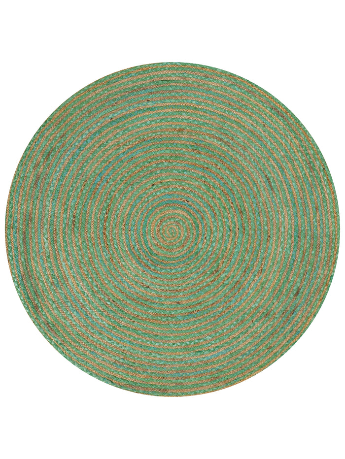 Hand Braided Cotton & Jute Contemporary Green Area Rug