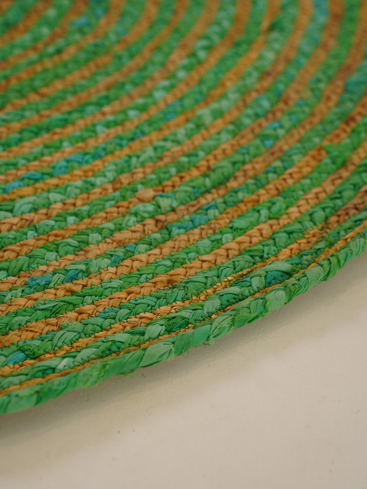 Hand Braided Cotton & Jute Contemporary Green Area Rug