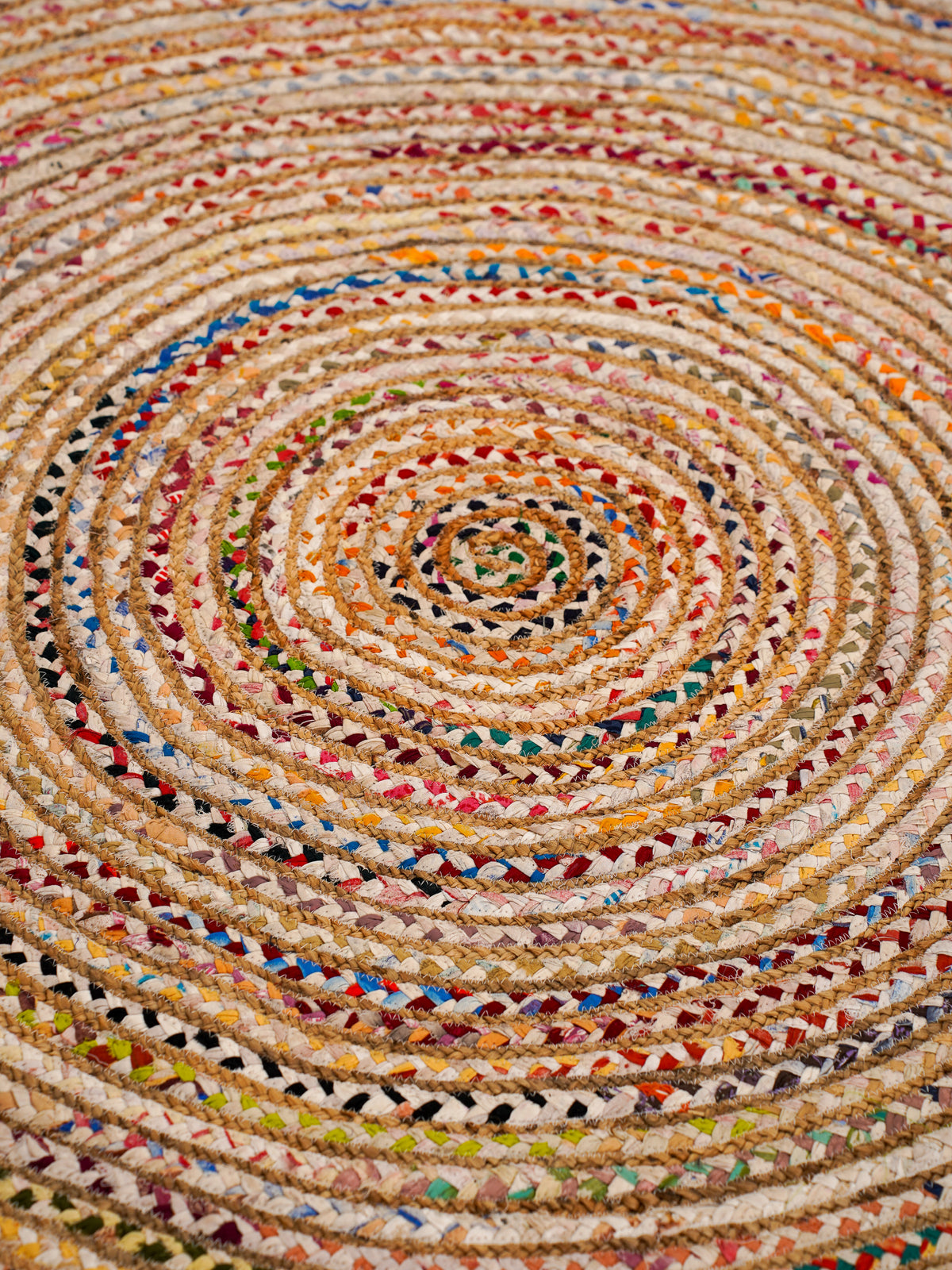 Hand Braided Cotton & Jute Contemporary Light Multicolor Area Rug