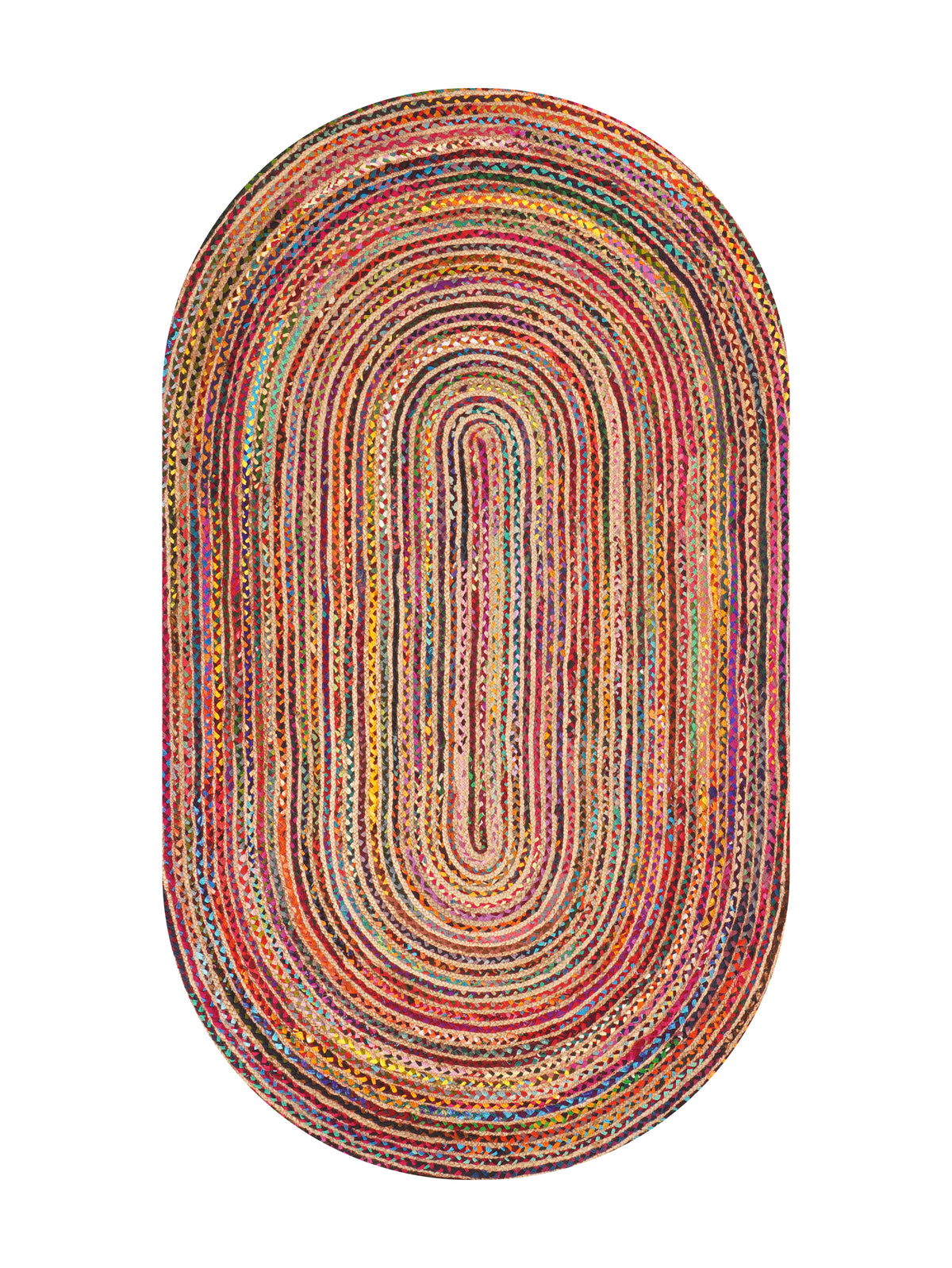 Hand Braided Cotton & Jute Contemporary Dark Multicolor Area Rug