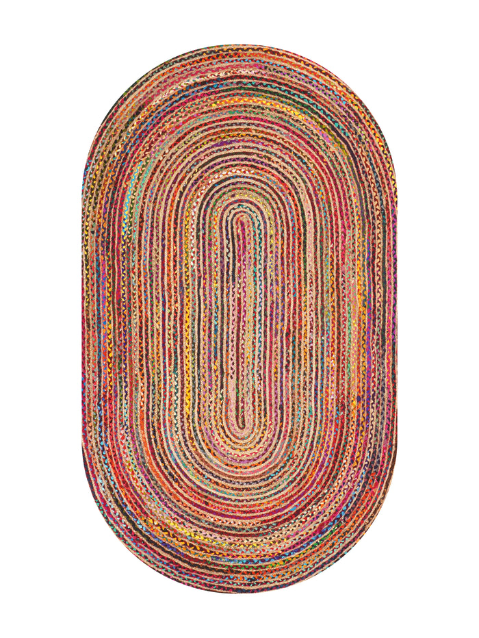 Hand Braided Cotton & Jute Contemporary Dark Multicolor Area Rug