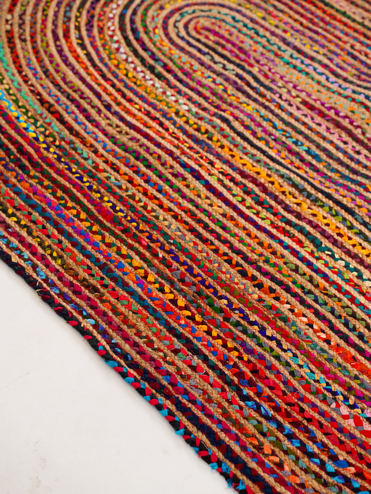 Hand Braided Cotton & Jute Contemporary Dark Multicolor Area Rug