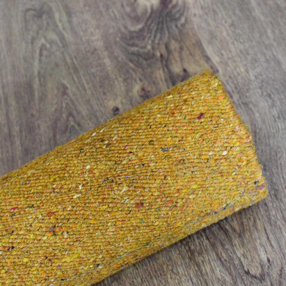 hand-woven-flat-weave-skittles-kilim-cotton-runner-rug-solid-gold-closeup 6
