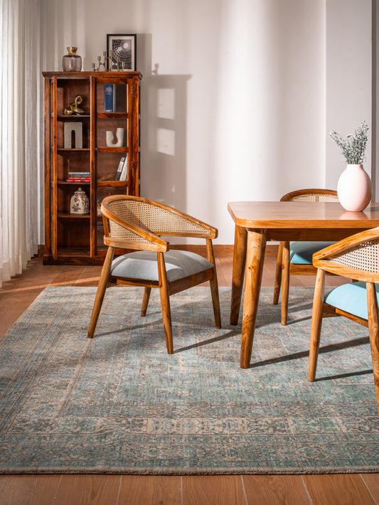 Hand Knotted Wool Oriental Light Green Beige Area Rug
