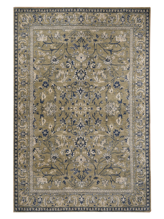 Hand Knotted Wool Oriental Light Green Area Rug