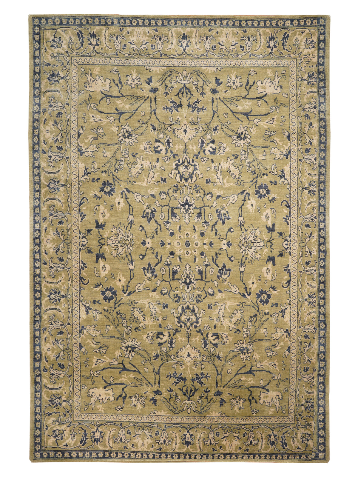 Olive Hand Knotted Wool Oriental Area Rug