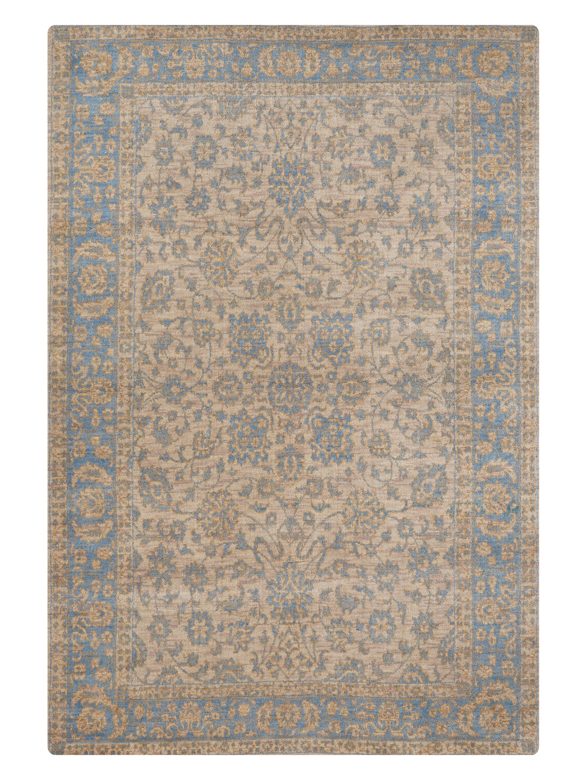 Classic Azure Hand Knotted Wool Oriental Area Rug