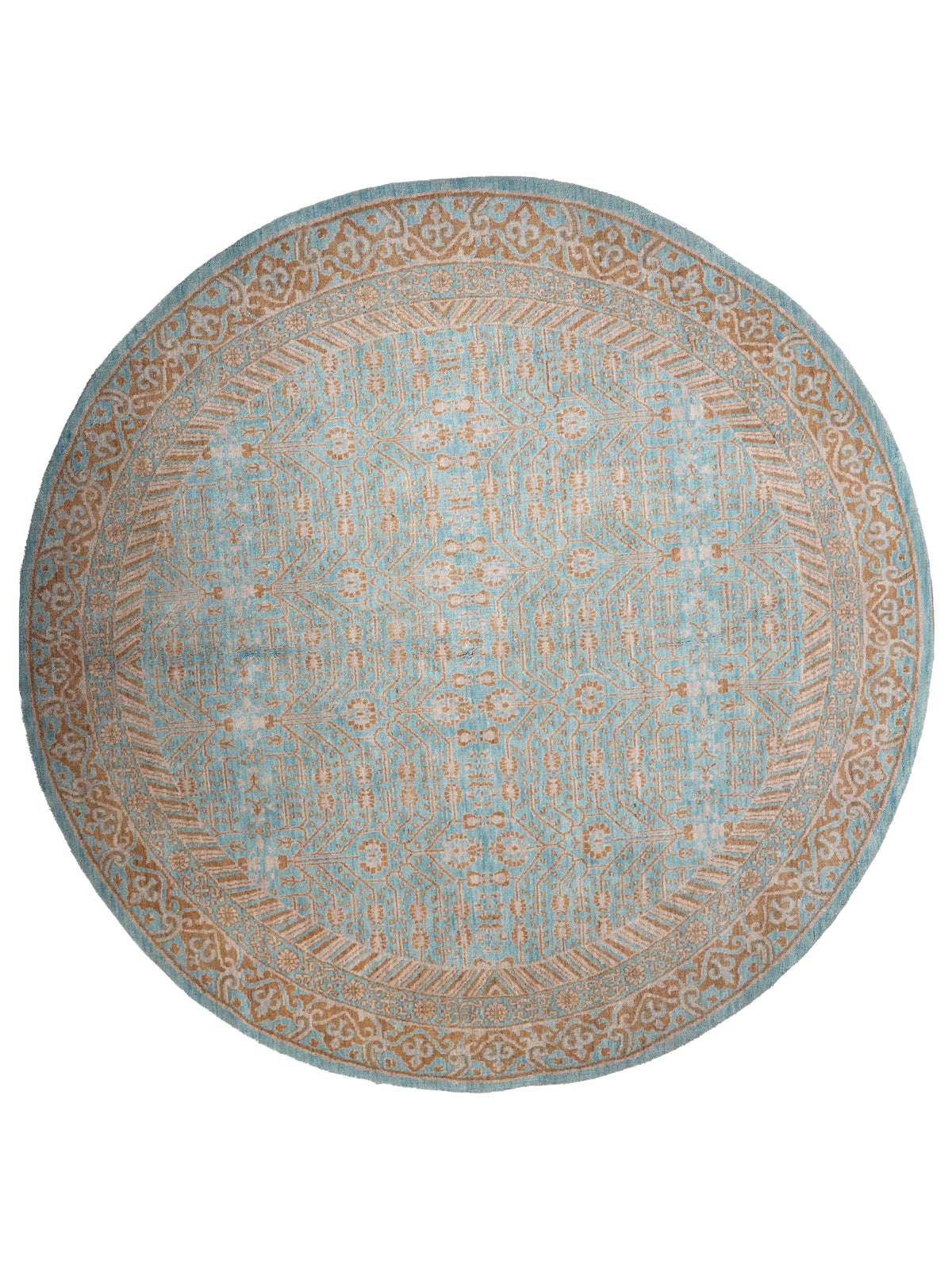 Aqua Tapestry Hand Knotted Wool Oriental Area Rug