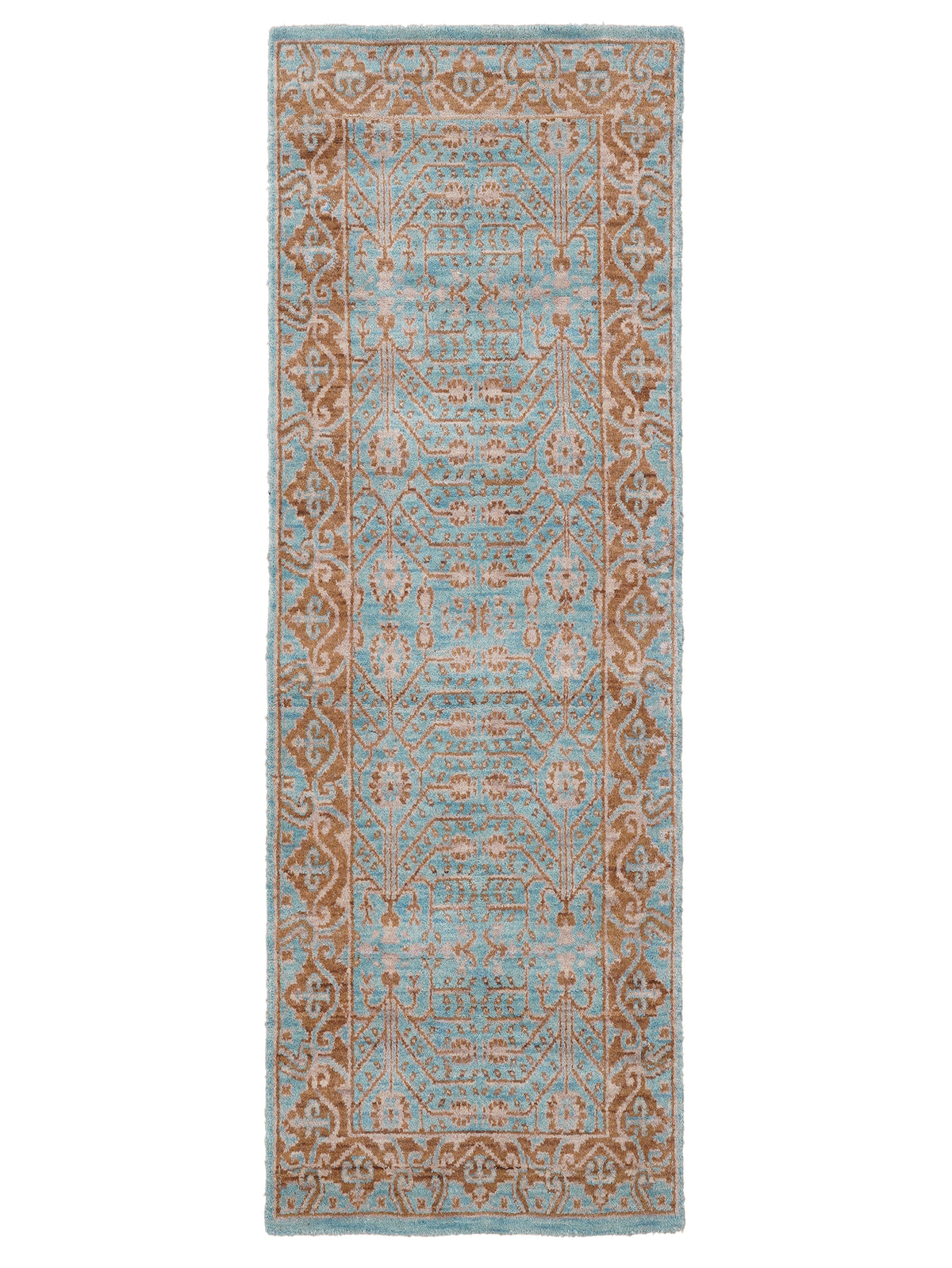 Aqua Tapestry Hand Knotted Wool Oriental Area Rug