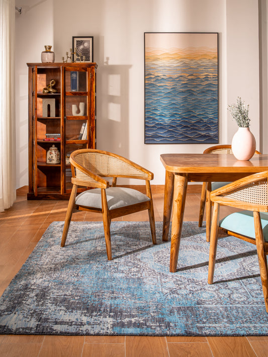 Azure Medallion Hand Knotted Wool Oriental Area Rug