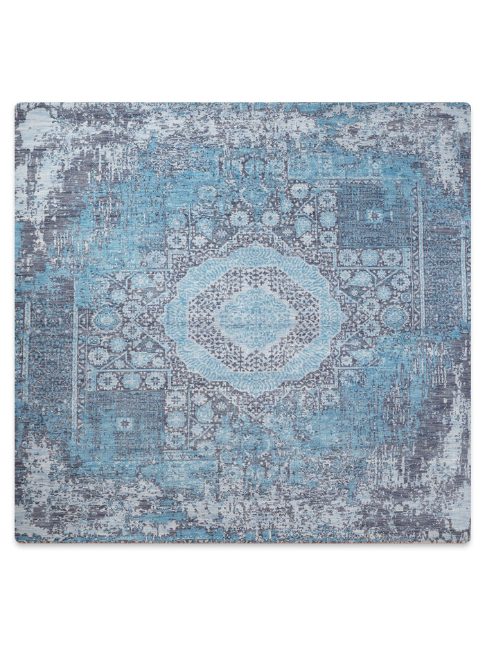 Azure Medallion Hand Knotted Wool Oriental Area Rug — rug only