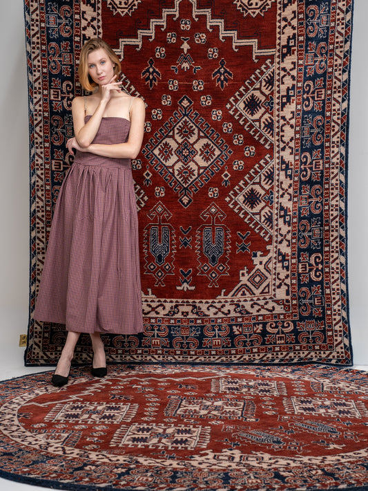 Hand Knotted Wool Oriental Rust Blue Area Rug