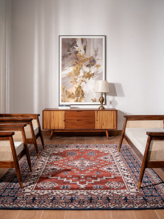 Hand Knotted Wool Oriental Rust Blue Area Rug