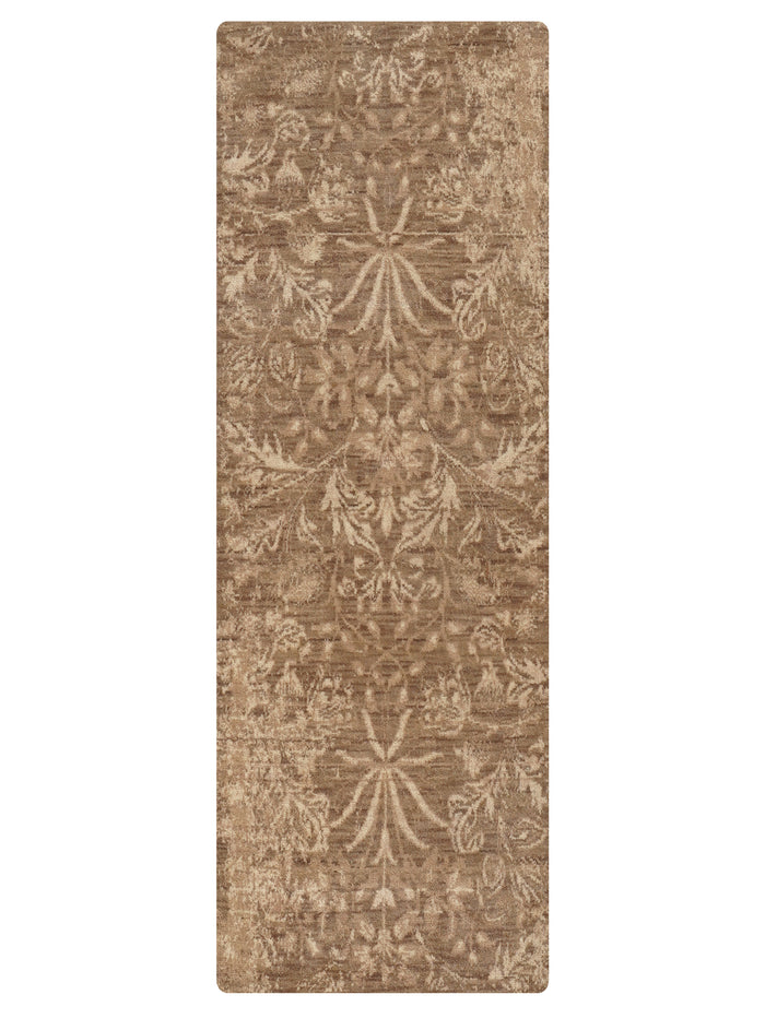 Hand Knotted Wool Floral Light Brown Area Rug — rug only