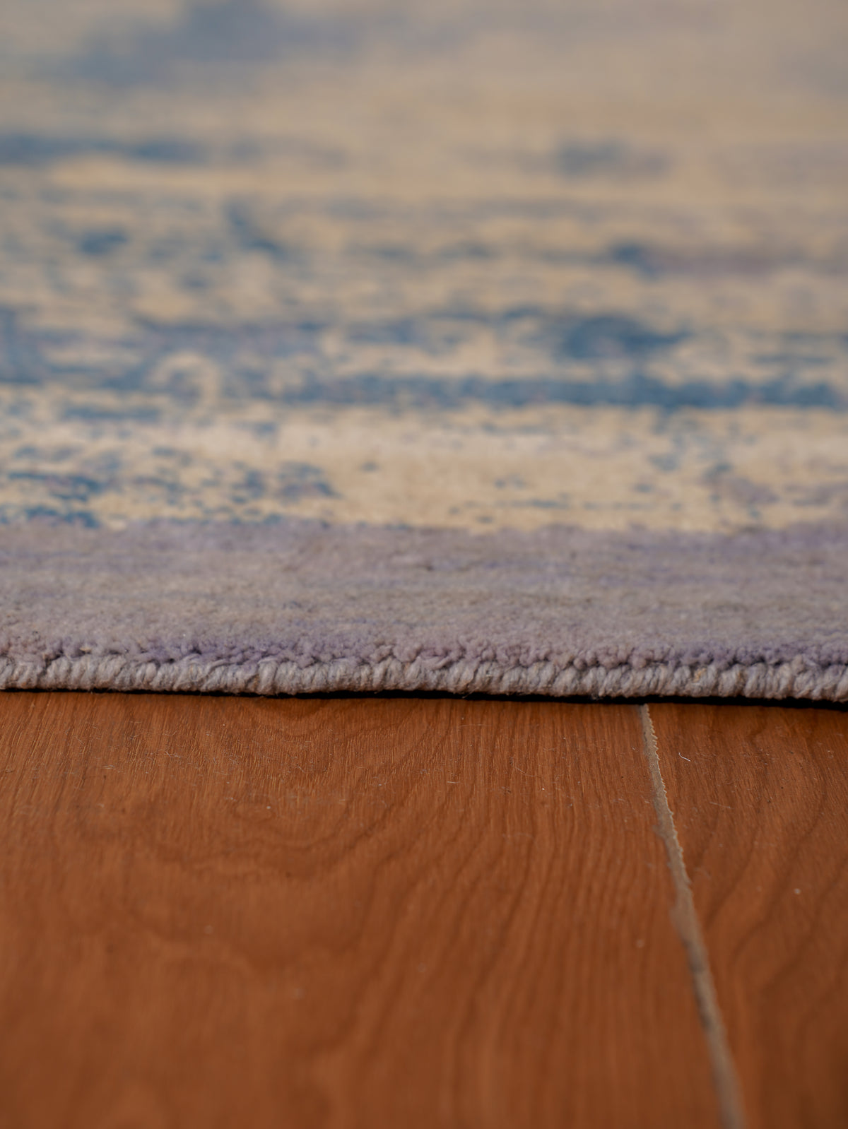 Abstract Canvas-Style Area Rug in Muted Beige & Blue