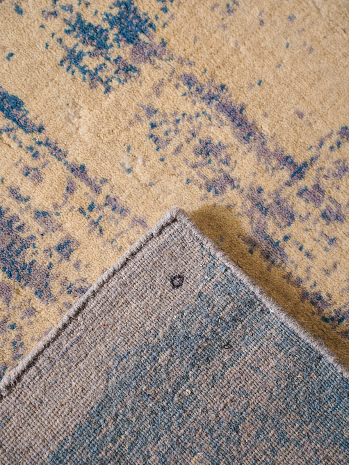 Abstract Canvas-Style Area Rug in Muted Beige & Blue