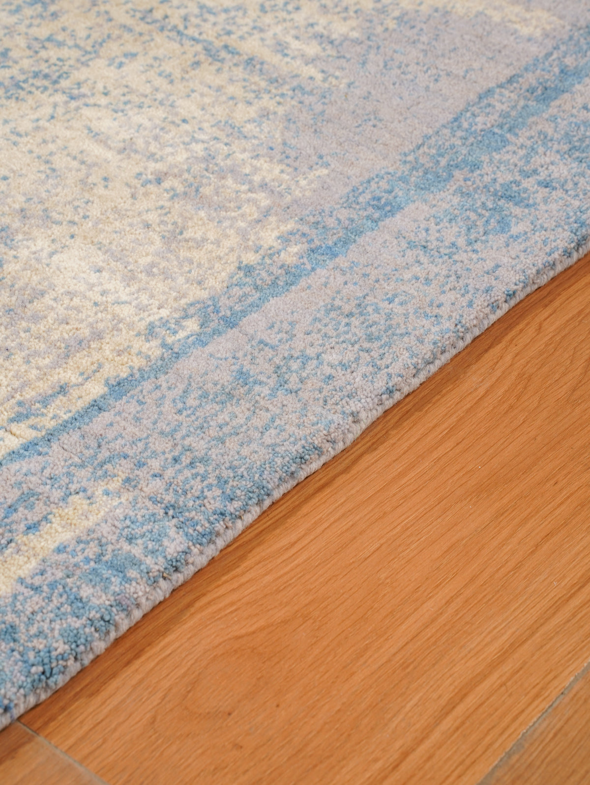 Abstract Canvas-Style Area Rug in Muted Beige & Blue