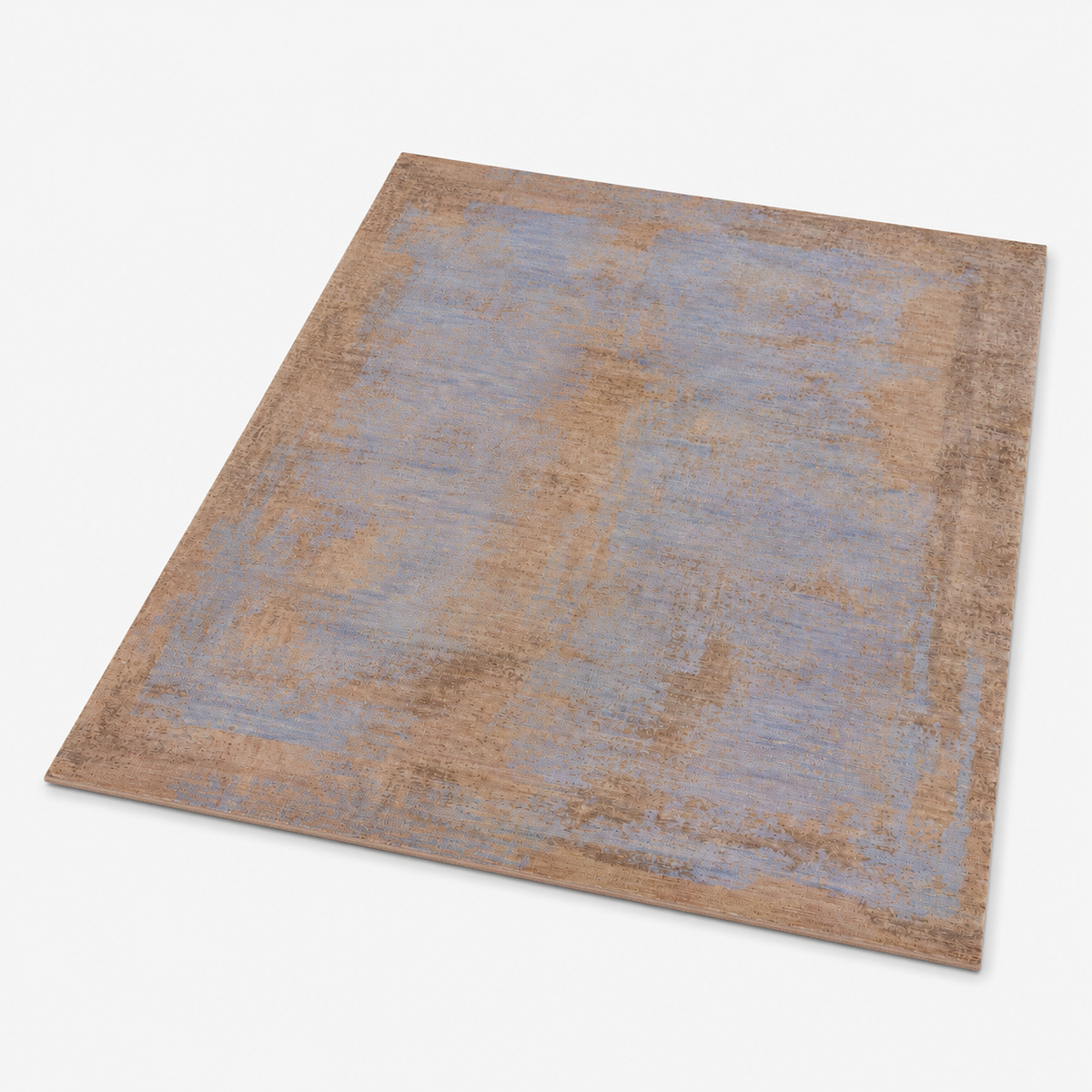 Hand Knotted Wool Abstract Blue Brown Area Rug