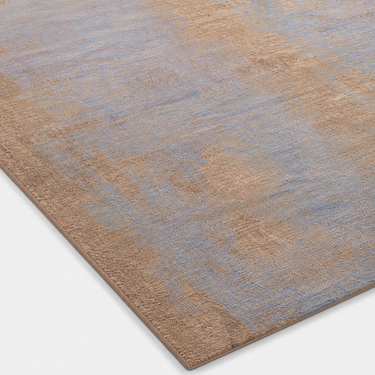 Hand Knotted Wool Abstract Blue Brown Area Rug