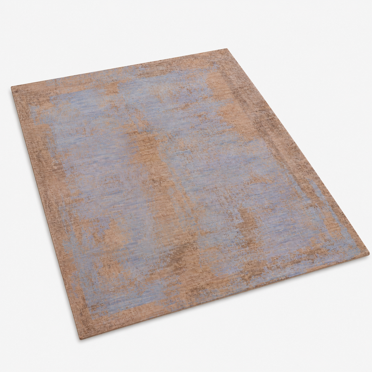 Hand Knotted Wool Abstract Blue Brown Area Rug
