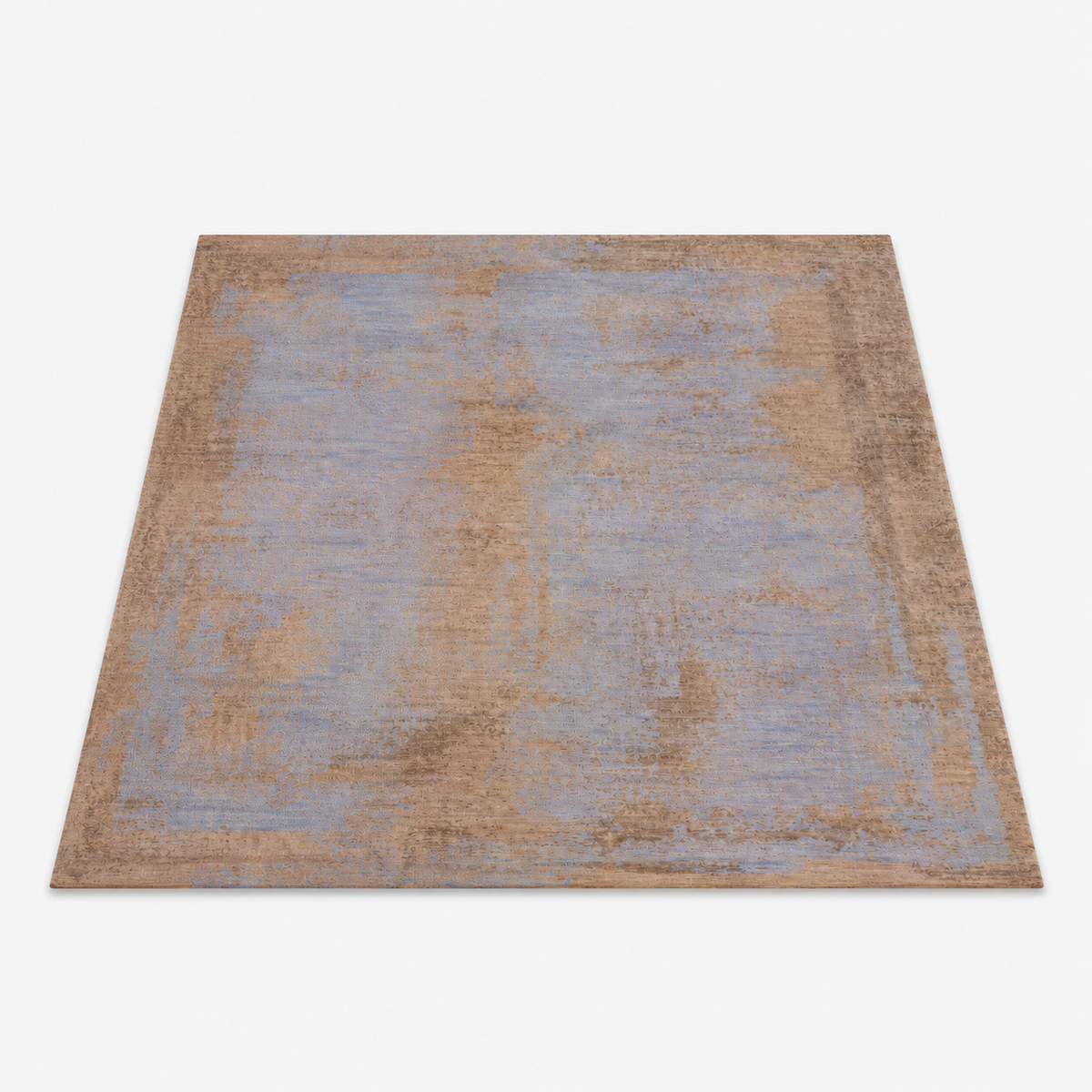 Hand Knotted Wool Abstract Blue Brown Area Rug