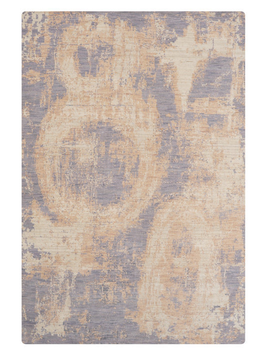 Hand Knotted Wool Abstract Blue Beige Area Rug