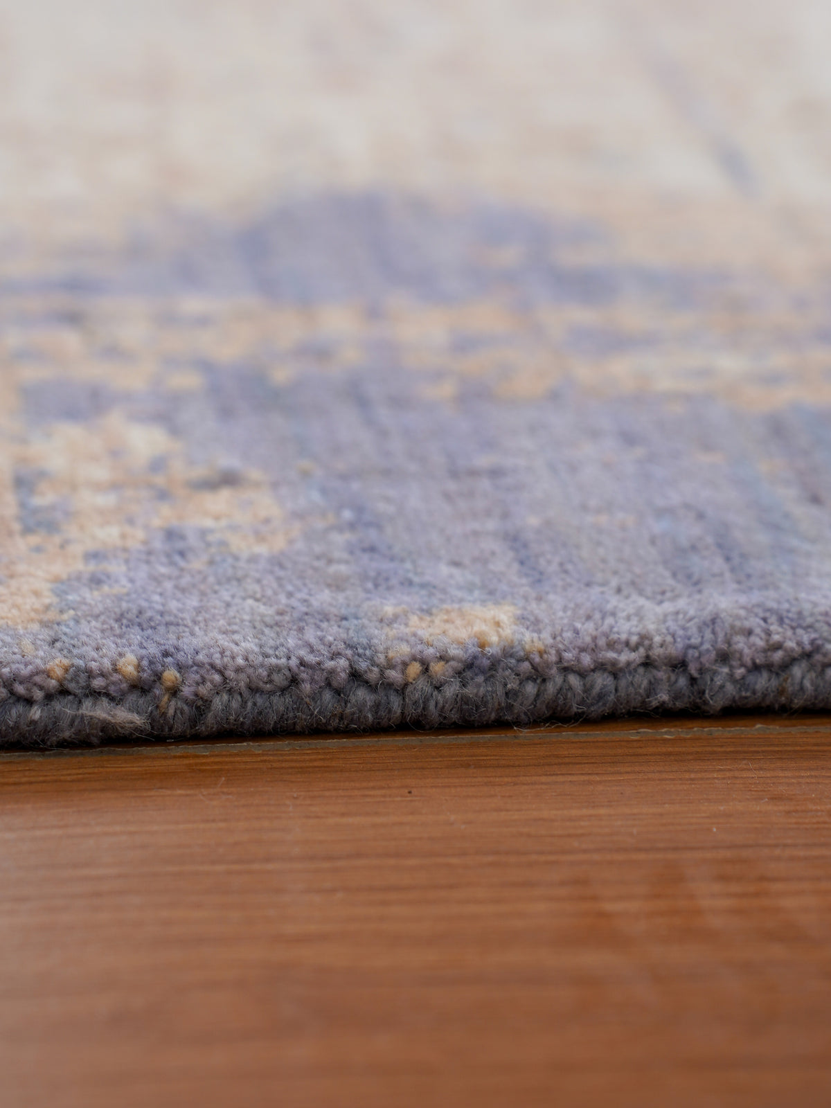 Hand Knotted Wool Abstract Blue Beige Area Rug