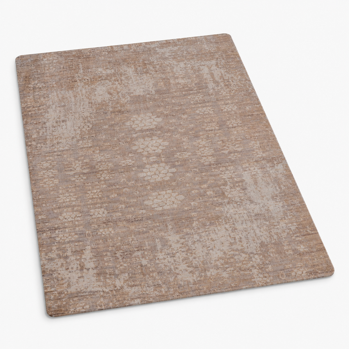Hand Knotted Wool Oriental Silver Beige Area Rug