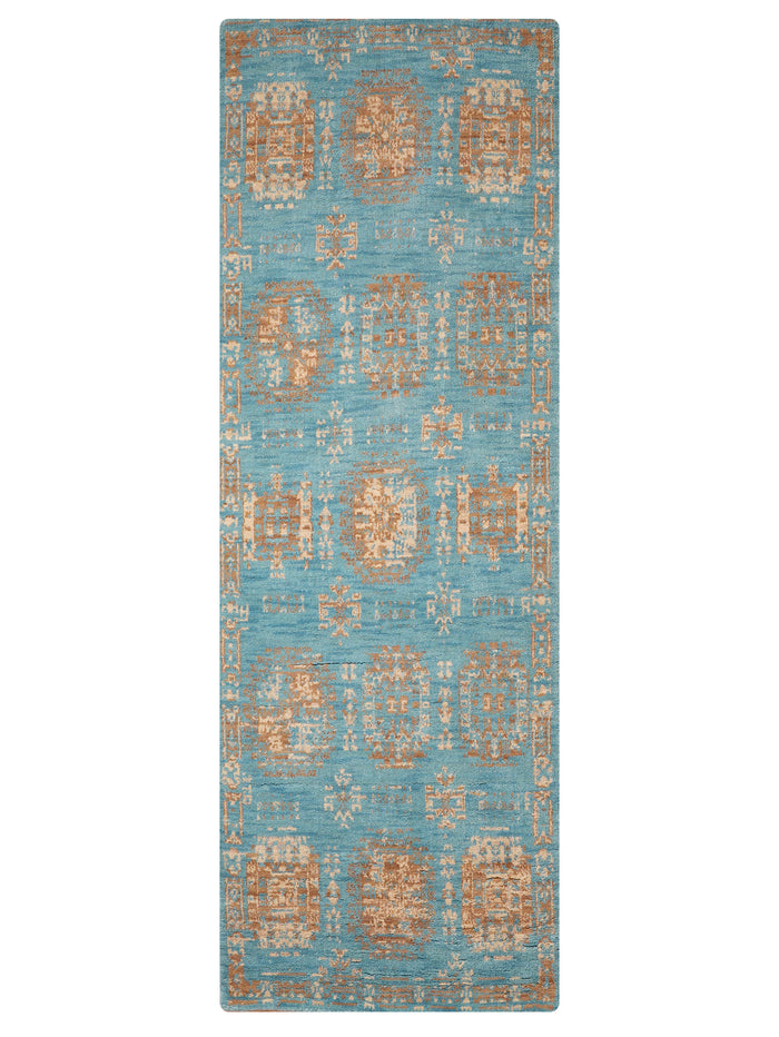 Light Blue Oriental Medallion Area Rug — rug only