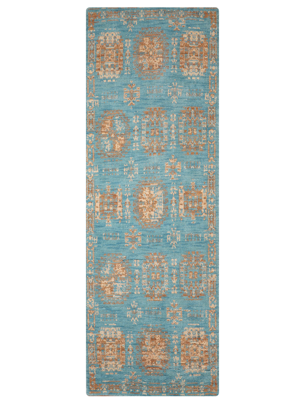 Light Blue Oriental Medallion Area Rug