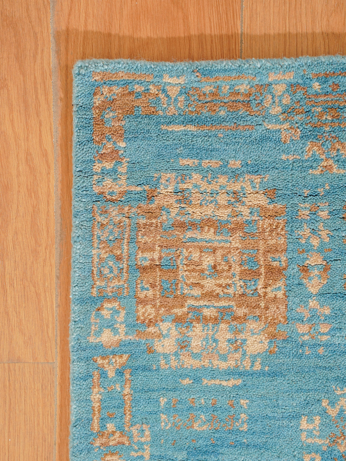 Light Blue Oriental Medallion Area Rug
