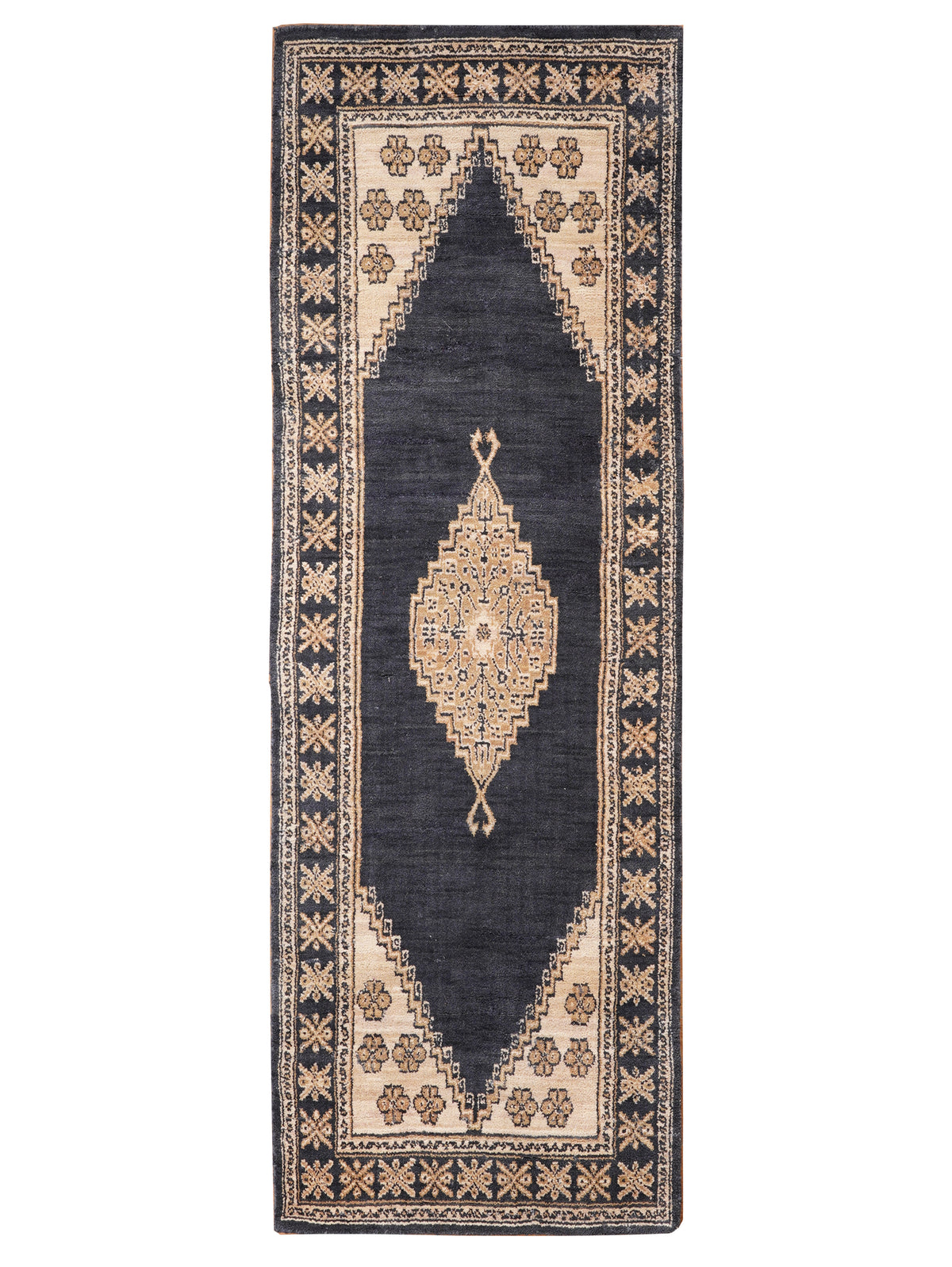 Blue & Beige Oriental Diamond Medallion Rug