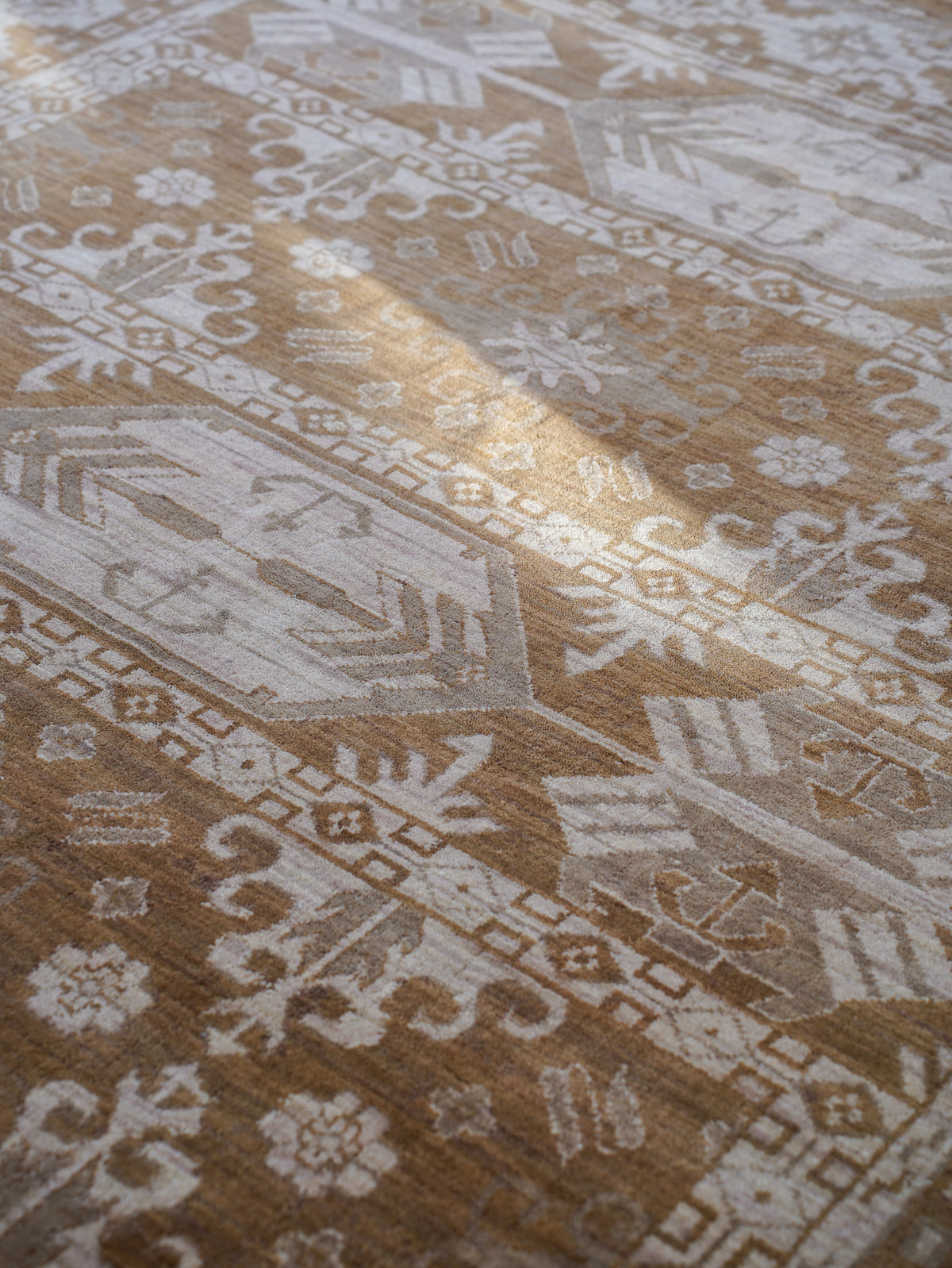 Hand Knotted Wool Oriental Brown Beige Area Rug