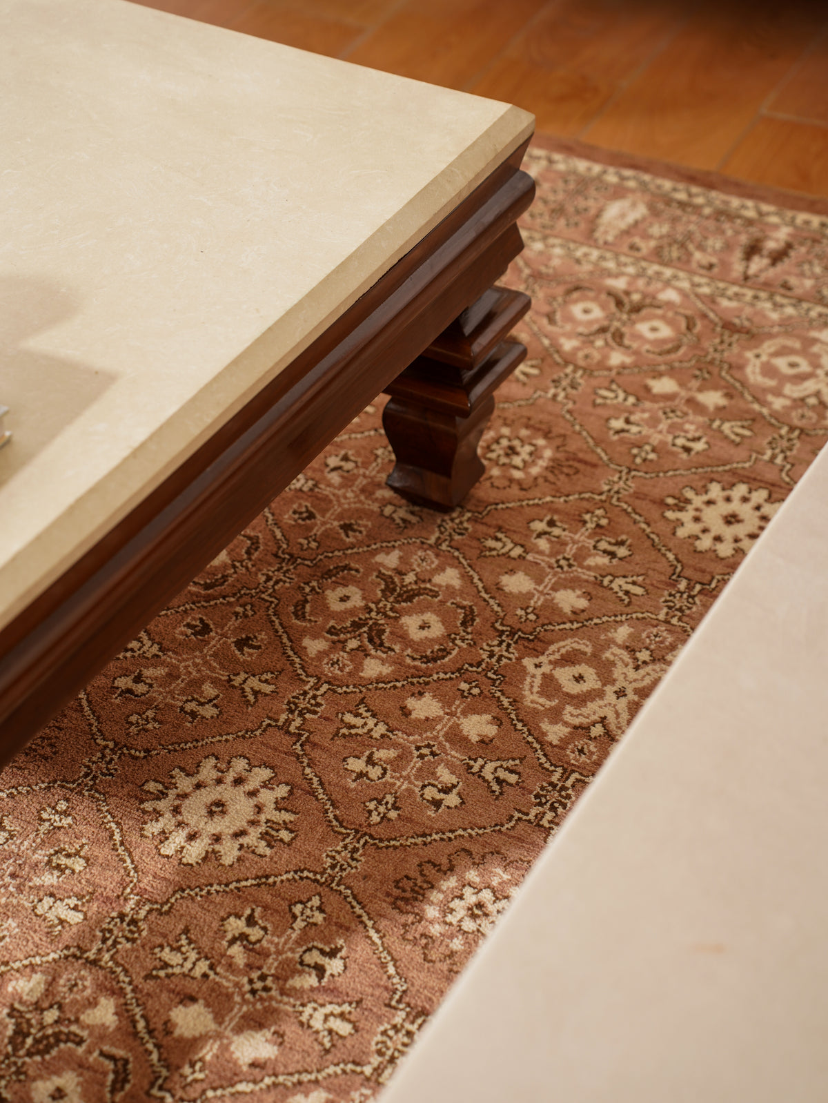 Traditional Oriental Light Brown Beige Patterned Rug