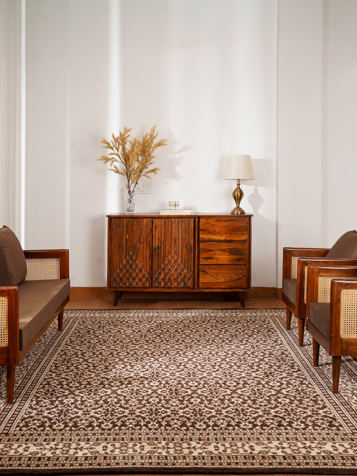Hand Knotted Wool Oriental Brown Beige Area Rug