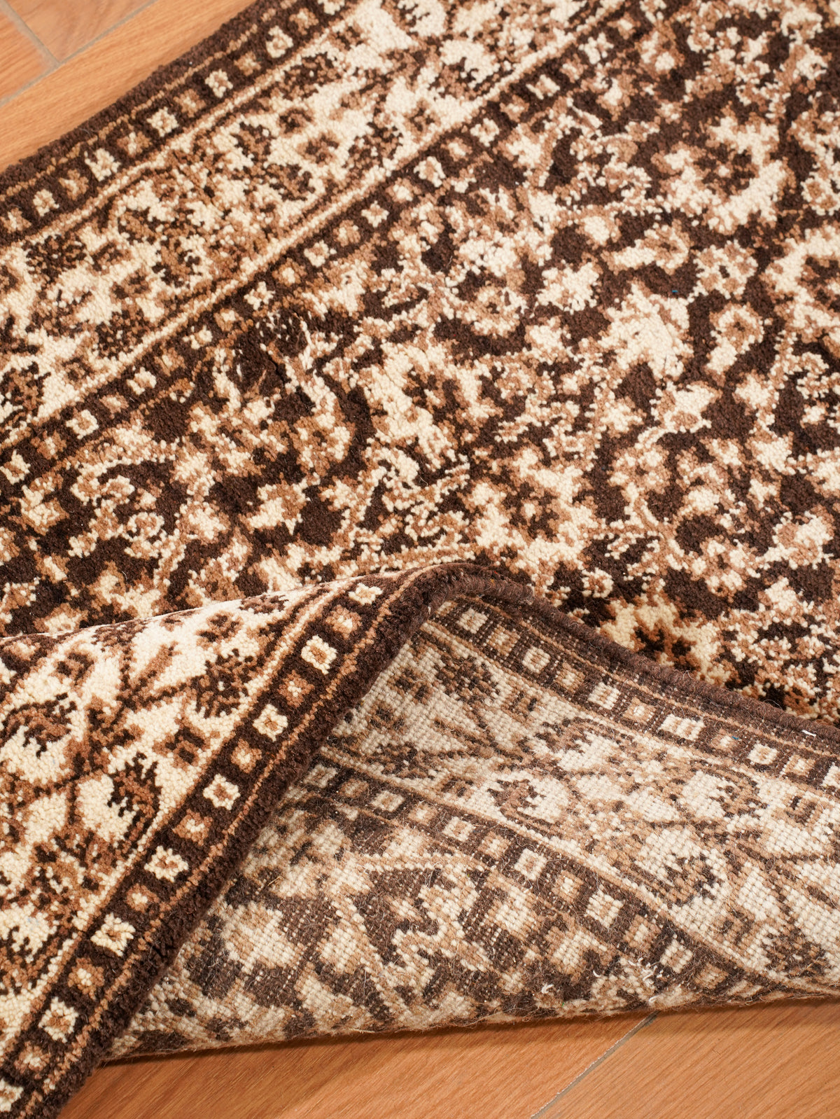 Hand Knotted Wool Oriental Brown Beige Area Rug