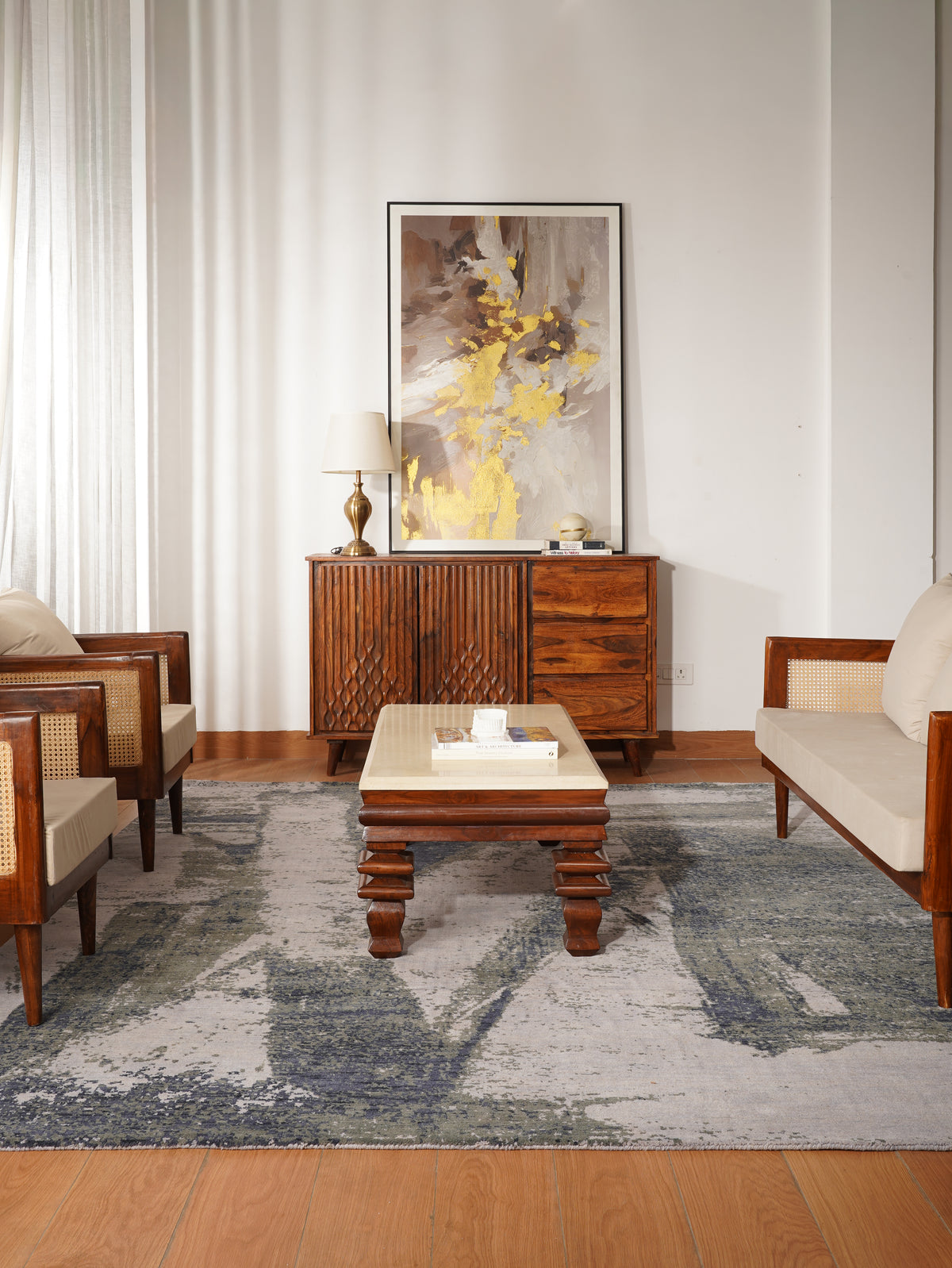 Hand Knotted Wool Abstract Multicolor Runner Area Rug