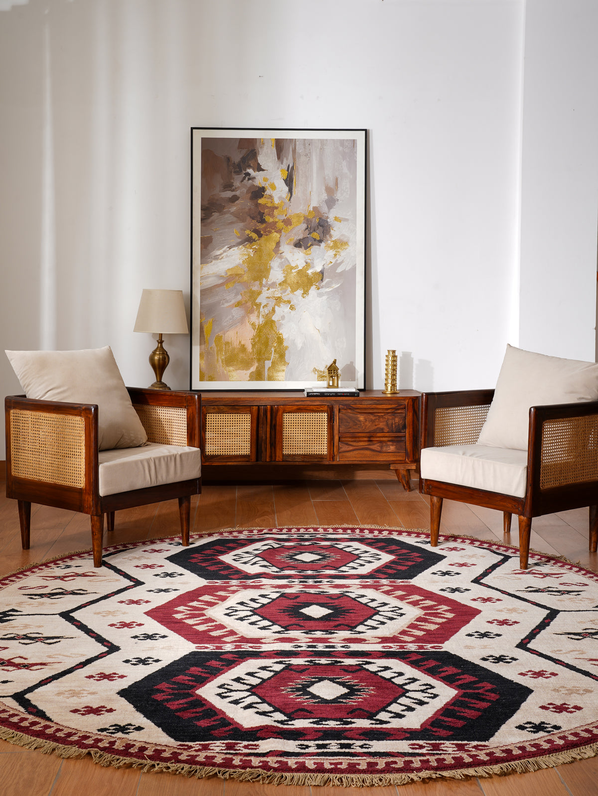 Handmade Multicolor Oriental Wool Area Rug
