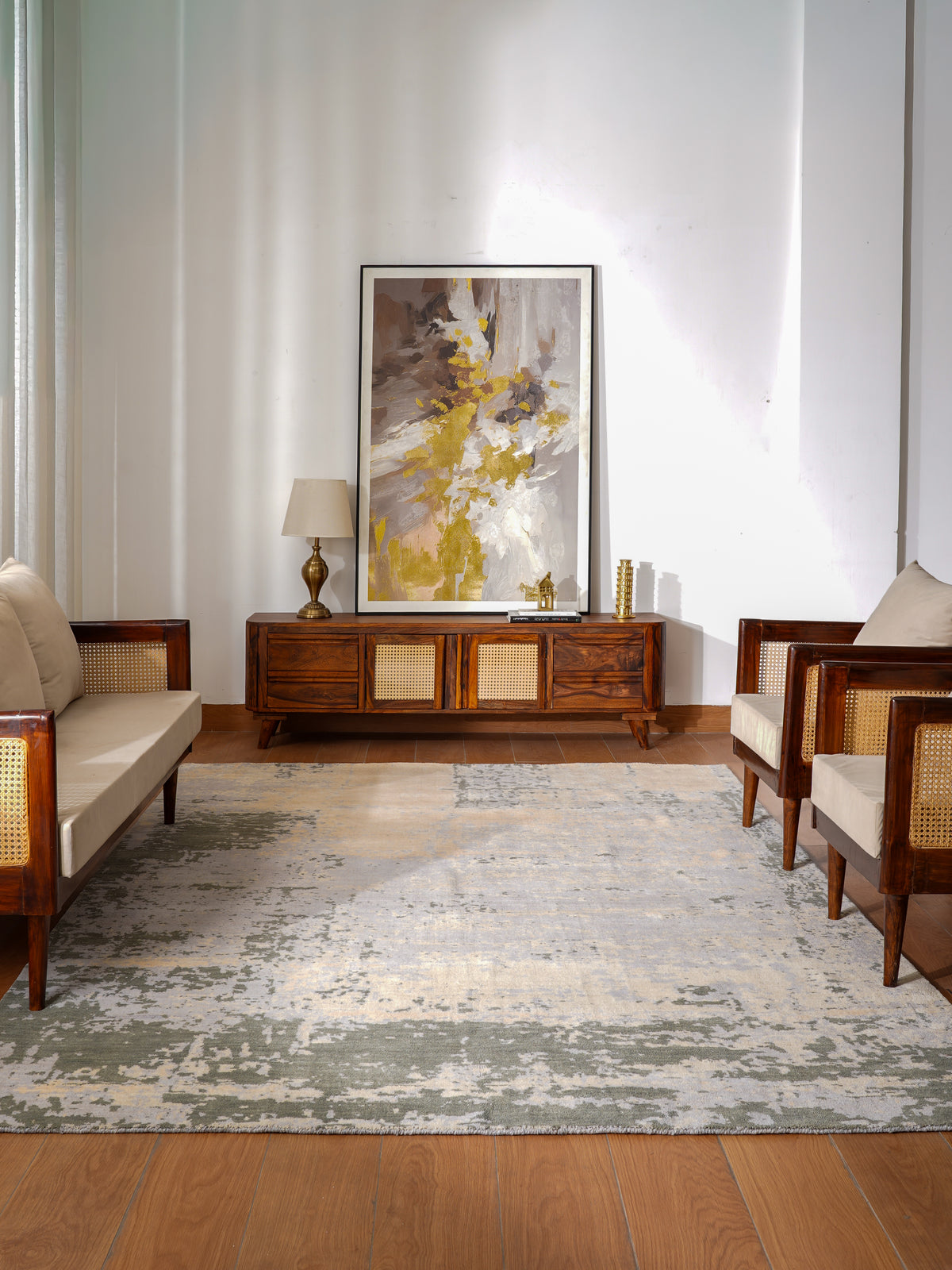 Modern Multicolor Abstract Distressed Area Rug