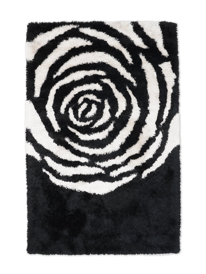 Black Rose Floral Hand Tufted Rug — rug only