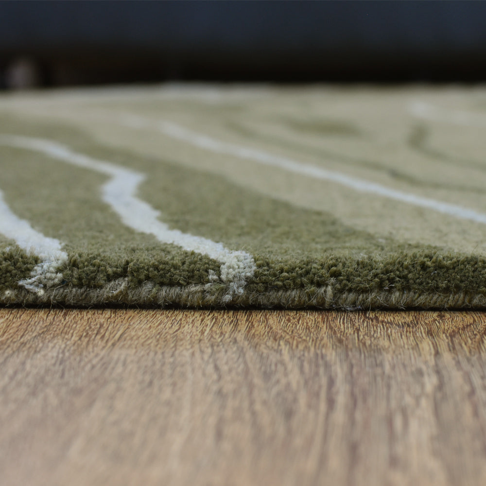 hand-tufted-wool-Octagon-rug-abstract-green-closeup-4