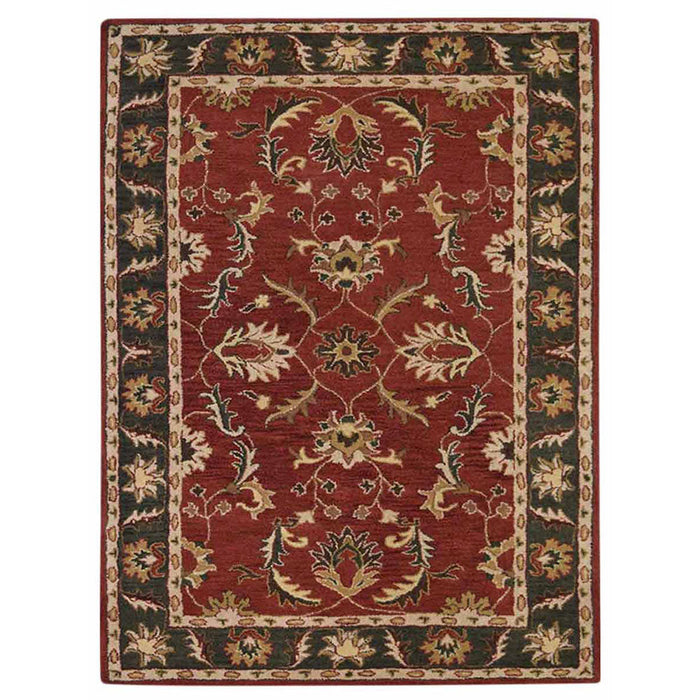 Hand-Tufted-Oriental-wool-rug- red-green-side-1