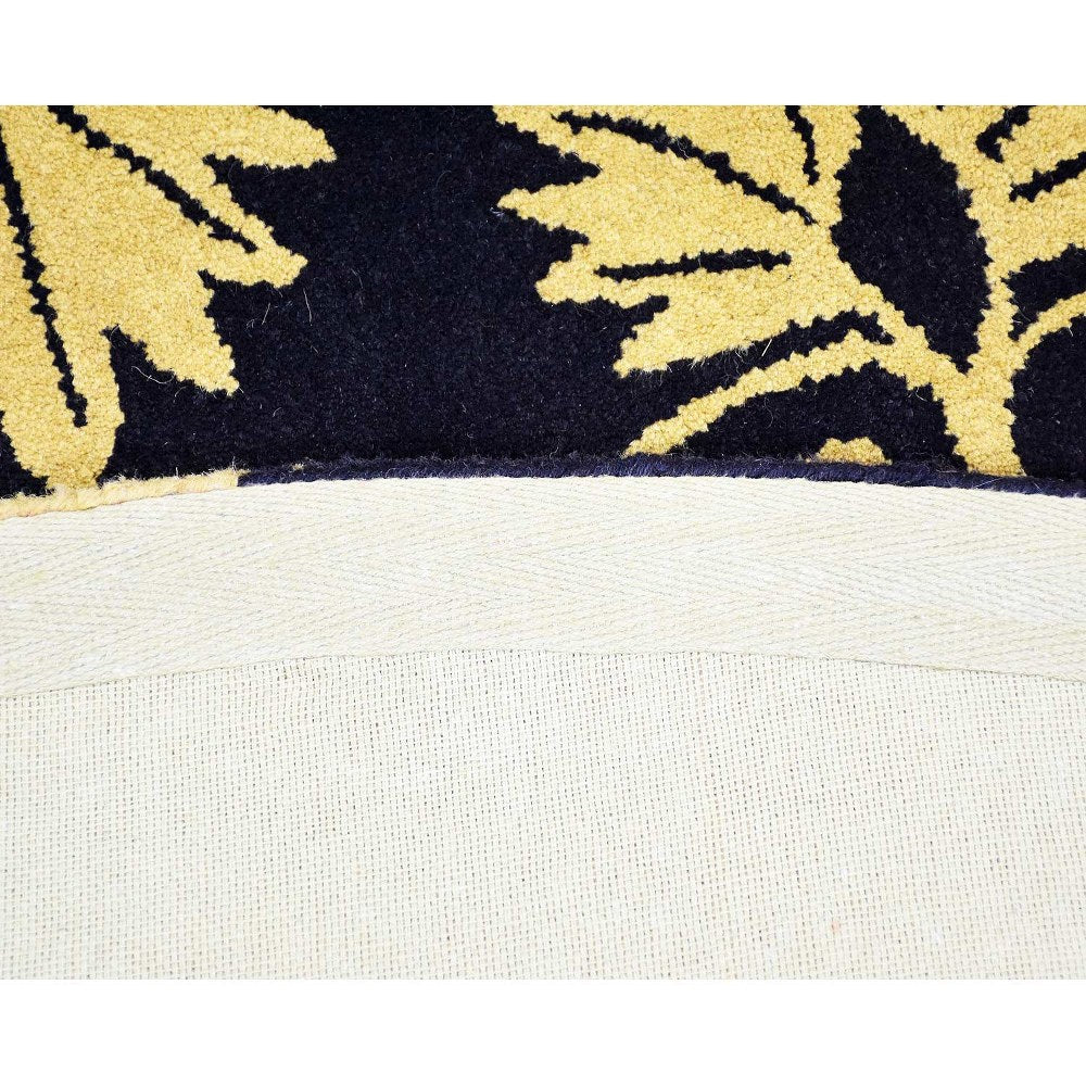 hand-tufted-wool-round-area-rug-floral-black-gold-closeup 3