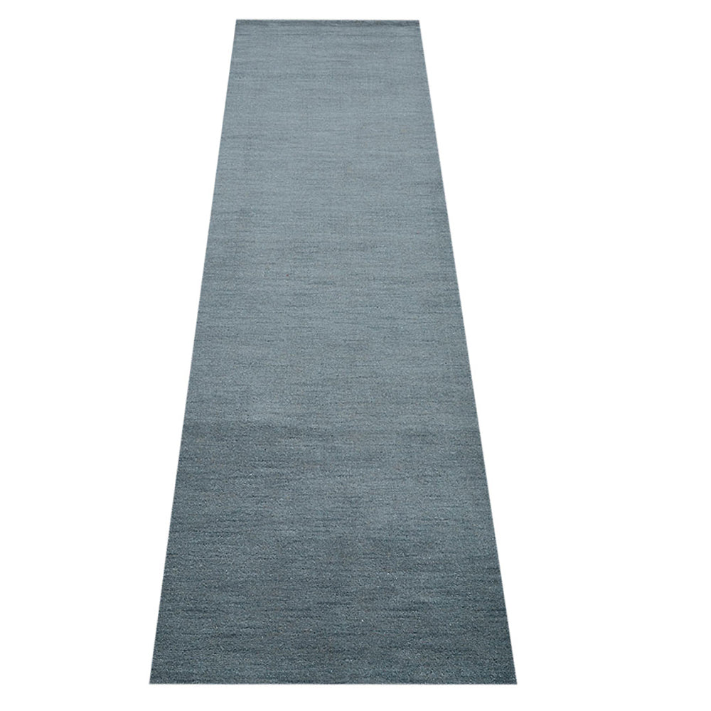 Hand-knotted-loom-Gray-Runner-Solid-Rug-Side 2