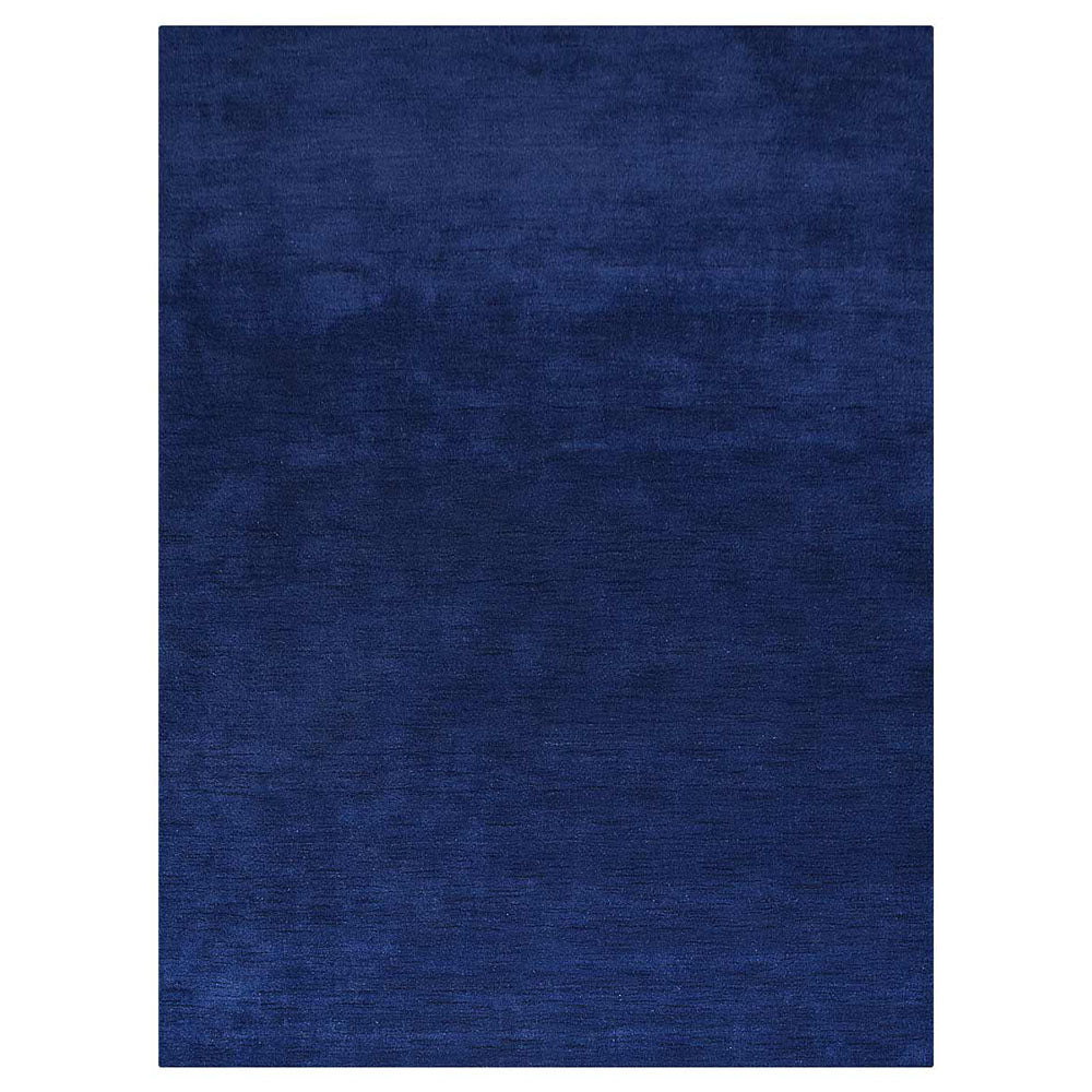 Hand Knotted Loom Wool Rectangle Area Rug Solid Aqua