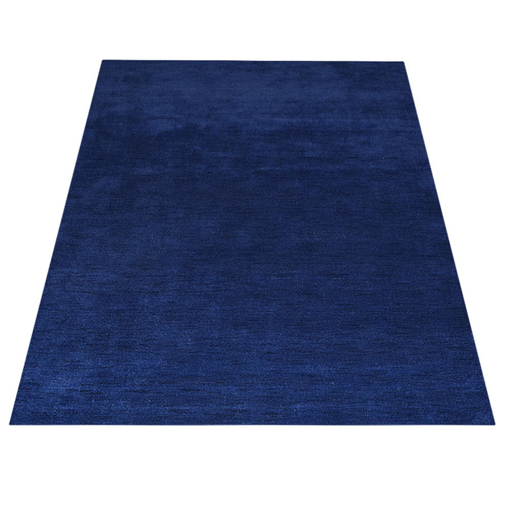 Hand Knotted Loom Wool Rectangle Area Rug Solid Aqua